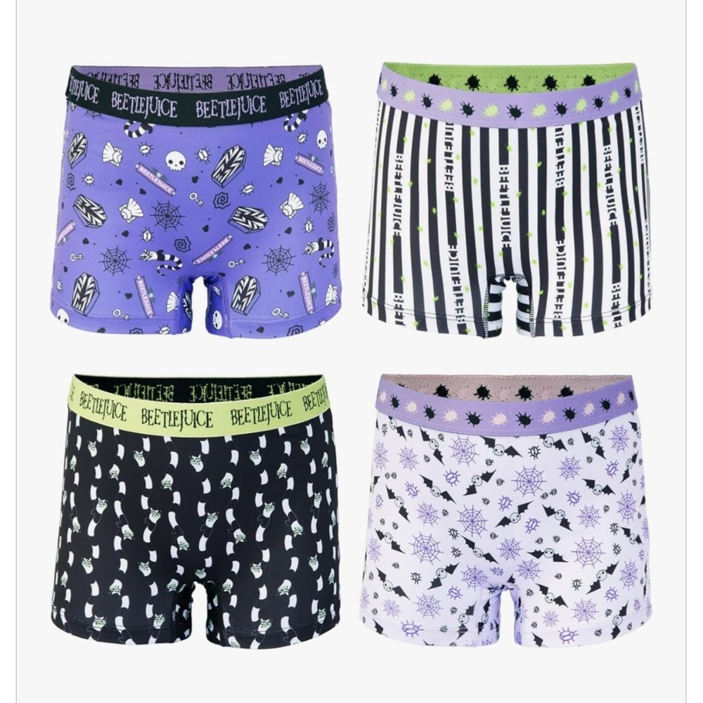 BEETLEJUICE 4-Pack Underwear, Athletic Girls-Boxer Brief, Shorts Size 4